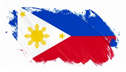 Painted Grunge Style Philippines Flag Art Sun and Stars