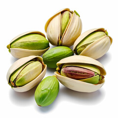pistachio nuts on white background
