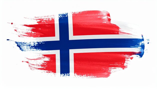 Painted Grunge Style Norway Flag Art Red White and Blue Nordic Cross