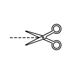 Scissors cutting a dashed line icon
