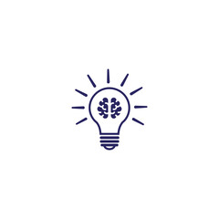 Innovative lightbulb design with brain inside for breakthrough ideas and creative intelligence, sparking inspiration and brilliant solutions for business