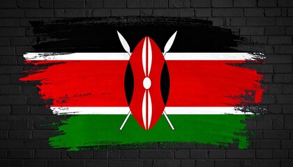 Artistic Watercolor Kenyan Flag Digital Wallpaper Textured Brushstroke Design of Kenyas National Symbol