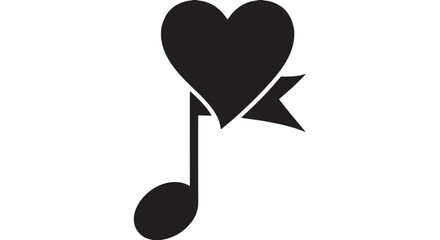 Playful heart-themed musical note icon portrait for romantic vibes and creative design.