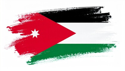 Artistic Watercolor Jordan Flag Digital Wallpaper Textured Brushstroke Design of Jordans National Symbol Pan Arab Colors