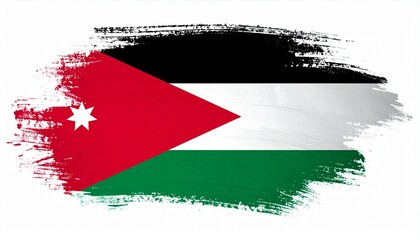 Artistic Watercolor Jordan Flag Digital Wallpaper Textured Brushstroke Design of Jordans National Symbol Pan Arab Colors
