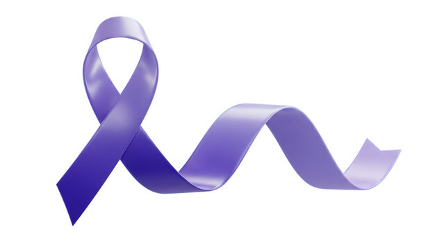 Purple Ribbon 3D Illustration for Pancreatic Cancer Advocacy
