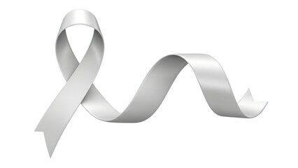 Realistic White Ribbon 3D Render for Lung Cancer Awareness