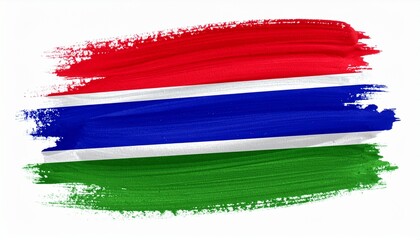 Artistic Watercolor Gambia Flag Digital Wallpaper Textured Brushstroke Design of Gambias National Symbol Red Blue Green