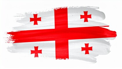 Artistic Watercolor Georgia Flag Digital Wallpaper Textured Brushstroke Design of Georgias National Symbol Five Cross Flag