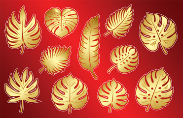 seamless pattern with golden monstera leaves © Koko