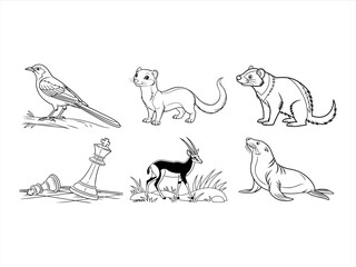 coloring page line art the animal black vector bundle