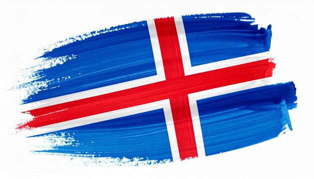 Artistic Watercolor Iceland Flag Digital Wallpaper Textured Brushstroke Design of Icelands National Symbol Blue Cross