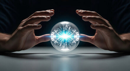 Two Hands Balancing Light Sphere