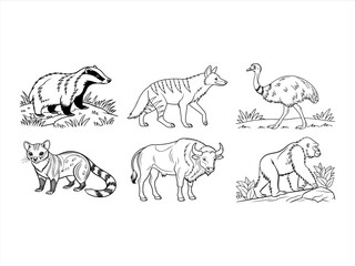 coloring page line art the animal black vector bundle