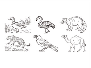coloring page line art the animal black vector bundle