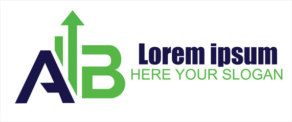 Modern ab letter logo with an upward arrow, symbolizing business growth, progress, and success, perfect for branding, isolated on white background