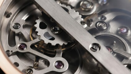 Intricate Close-Up of Watch Movement Gears and Mechanisms.