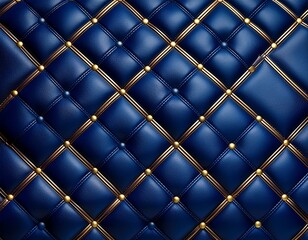 premium navy blue leather texture with gold trimmed square detail for luxury backgrounds