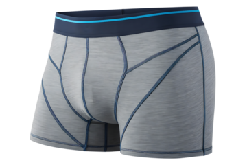 Men's gray boxer briefs underwear on white background