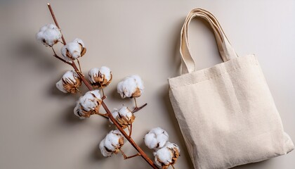 beige canvas tote bag cotton branches
