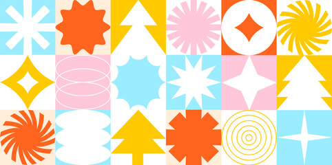 Colorful Geometric Abstract Shapes Grid for Modern Design