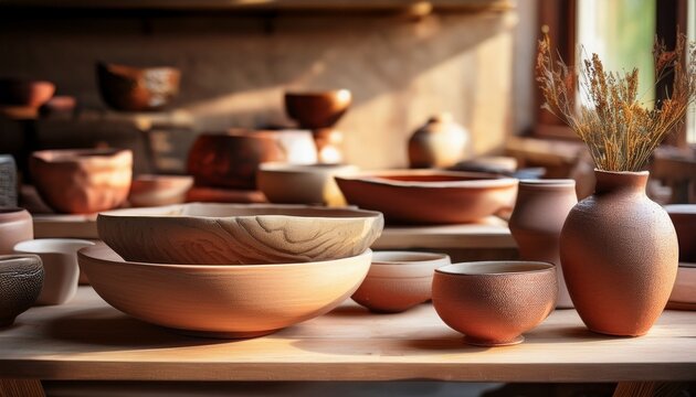 explore a potter s studio where raw clay meets artistic vision showcasing handmade bowls and earthy tones perfect for creative inspiration and design projects