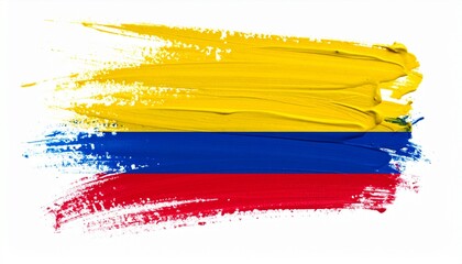 Fototapeta premium Painted Colombian Flag with Yellow Blue and Red Brushstrokes