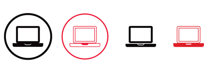 Sleek laptop icons for modern designs perfect for tech startups and digital ventures, available in bold black and vibrant red for eye catching websites and apps to enhance user experience