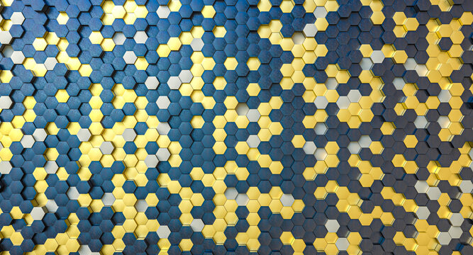 hexagon pattern 3d futuristic mosaic wall