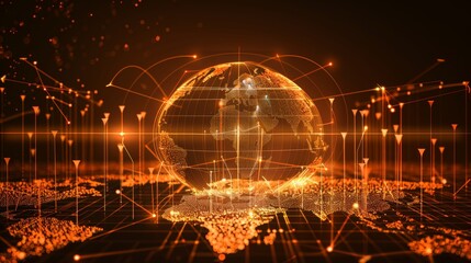 Visualizing global economic growth  upward arrows and glowing earth for 2026 chinese new year fairs