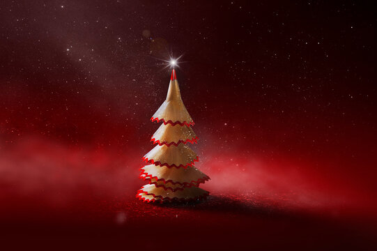 Christmas tree made from pencil shaving