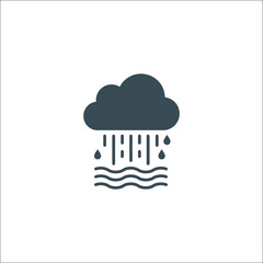 Coastal rainfall alert notification design with weather icons