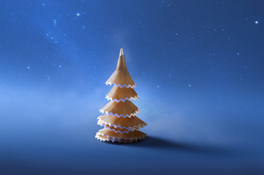 Christmas tree made from pencil shavings