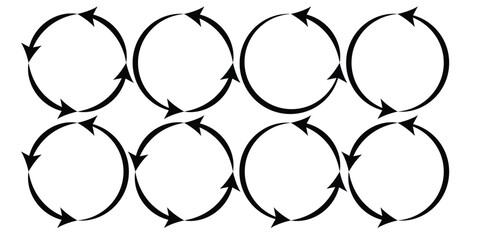 Rotating Arrow Circle Icon Set for Infographic Recycling Process, Refresh Reload Loop Rotation Symbol Collection for Workflow, Update, Cycle and Directional Navigation Concepts