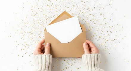 Opening an Envelope with a Blank Card A Delicate Moment for Personal Messages and Correspondence