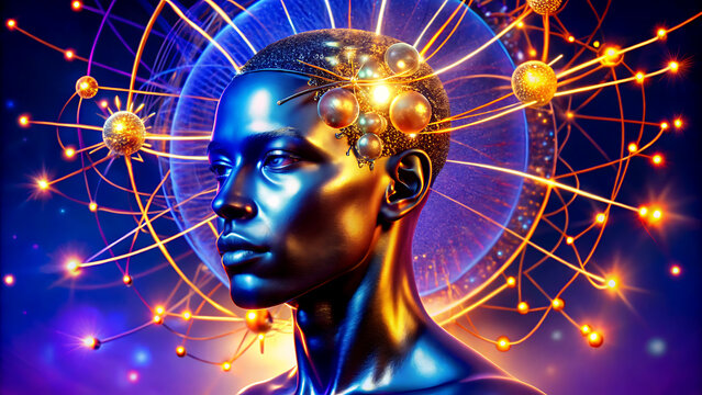 Futuristic AI brain concept abstract neural network illustration representing artificial intelligence and advanced technology