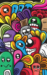 hand-drawn doodle art background, colorful