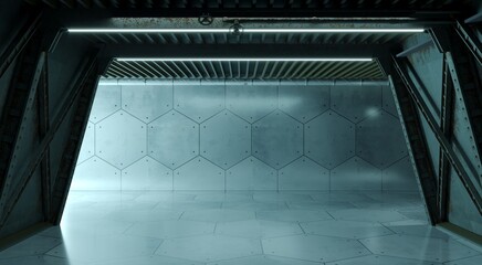 Obraz premium Futuristic Industrial Bunker or Sci-Fi Subway Tunnel Entrance