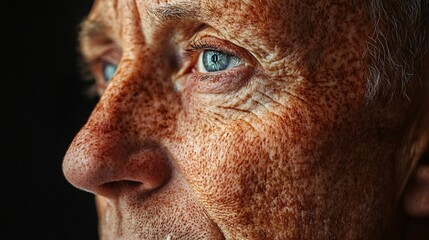 Obraz premium A close-up shot of a face showing keratosis pilaris, often referred to as chicken skin. The skin texture is visible, highlighting the condition and focusing on a detail of human anatomy.