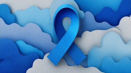 Blue Ribbon Symbol for Diabetes Awareness Day Illustration with Abstract Background