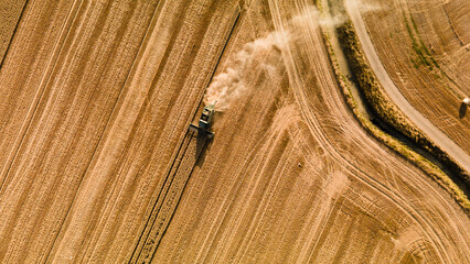 Aerial view of cereal harvest