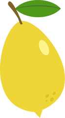 Illustration of a Yellow Lemon with Leaf