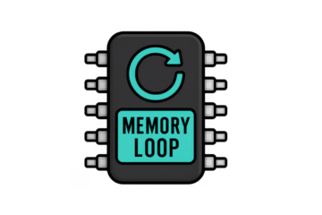 Computer chip showing memory loop refresh processing icon