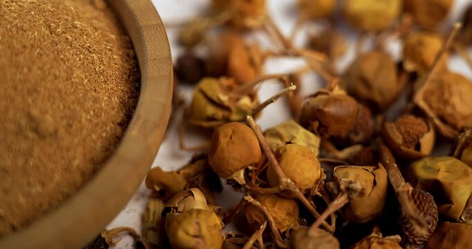 Ayurvedic Choti Kateli also known as Kantkari or Solanum Surattense dried and powder form