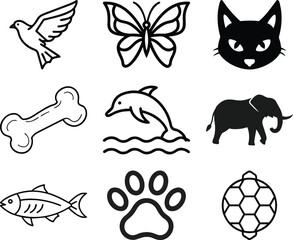 Nine Baby and Toddler Icon Set Vector &mdash; Pacifier, Bottle, Crib, Backpack, Teddy Bear, ABC Blocks, and Sun Symbols for Nursery, Childhood, Kids Products, and Cute Design Themes