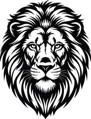 Fototapeta premium Majestic Lion Head Roaring in Monochrome Vector Art, A Symbol of Strength and Courage for Wildlife Conservation, Sporting Team Logos, Corporate Branding, and Tattoo Designs - A Timeless Graphic Resour