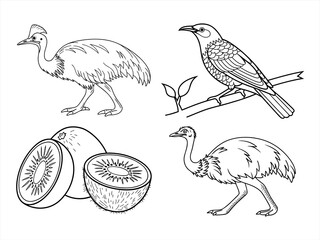 coloring page line art the bird black vector bundle