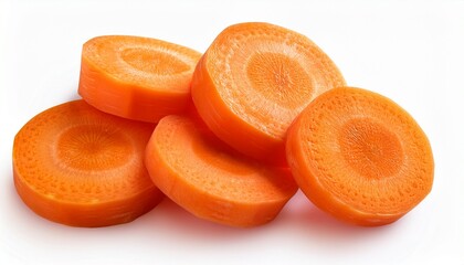 sliced carrots preparation kitchen food isolated on white background