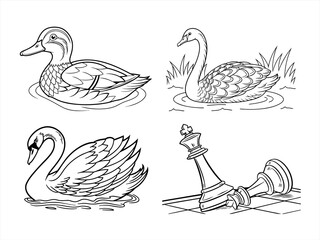 coloring page line art the bird black vector bundle