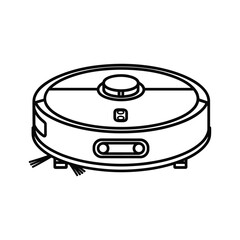 Outline icon of a robotic vacuum cleaner with side brushes